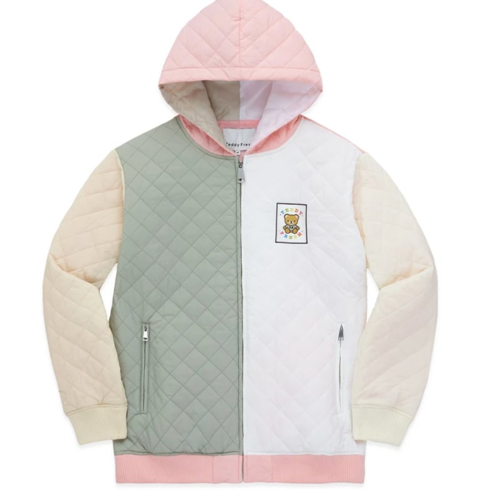 Teddy Fresh colorblock quilted  jacket NWT